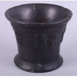 A 16th century French bronze mortar with royal coat of arms, 5 1/2" dia
