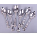 A set of six Georgian silver King's pattern tablespoons, 8.6oz troy approx