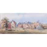 English mid 19th century watercolours, Repton School?, 6" x 13 1/4", in wash line mount and strip
