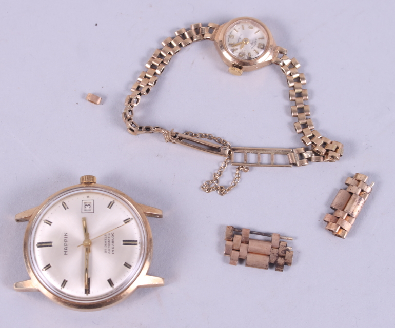 A lady's 9ct gold Rotary bracelet watch and a gentleman's gold cased Mappin wristwatch