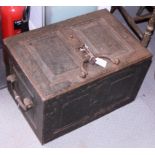 An 18th century cast iron strong box, 21" wide