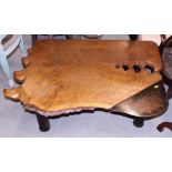 A "Parc Industrie" French oak and bronze? inlaid low coffee table, on steel under frame and