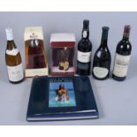 An assortment of wines, whiskies and port, including Chateau Bonnet Bordeaux 1992, Dows Master Blend