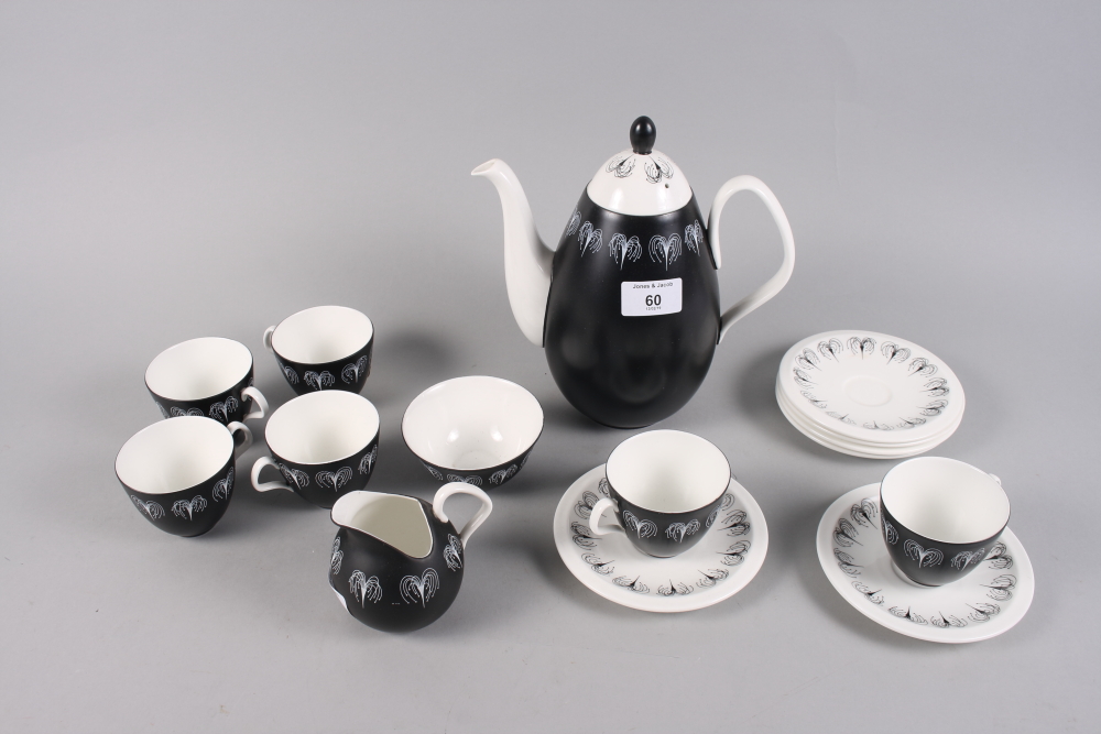 A Domino Foley bone china coffee set for six, by Hazel Thumpston