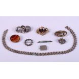 A selection of silver, gilt and white metal jewellery, some set with hardstones