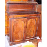 A mid 19th century rosewood chiffonier with raised back and shelf over two doors, on block base, 36"