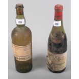 A bottle of 1949 Charmes Chambertin and a bottle of Chartreuse