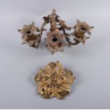 A 19th century gilt brass three-light wall bracket