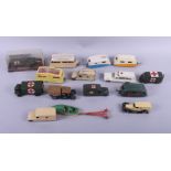 A quantity of die-cast Dinky Toys model ambulances and medical vehicles, including a Daimler, an