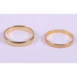 A 22ct gold wedding band, 1.9g, and an 18ct gold wedding band, 4.2g