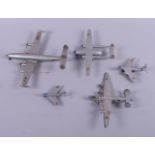 Four French die-cast model Dinky Toys airplanes, including a Super G Constellation Lockheed, a
