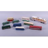 A quantity of Dinky Toys die-cast buses, including two Duple Roadmaster Leyland Royal Tiger buses, a