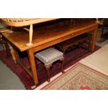 A 19th century light oak plank top refectory table, on chamfered and stretchered supports, top 33" x