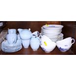 A Royal Copenhagen part teaset for six with blue flower decoration and a matched collection of