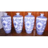 A set of four Chinese blue and white "Meiping" vases, 17" high