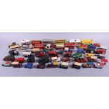 A quantity of die-cast model commercial vehicles, including a Lledo Milky Way van, a Matchbox Oxo