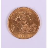 A gold half sovereign, dated 1913