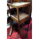 A mahogany washstand, fitted drawer, on chamfered supports, 12" wide, and a similar washstand