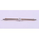 A 15ct gold and platinum bar brooch set diamond, 0.5ct approx