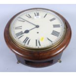 An early 20th century polished as walnut cased wall clock, 15" dia