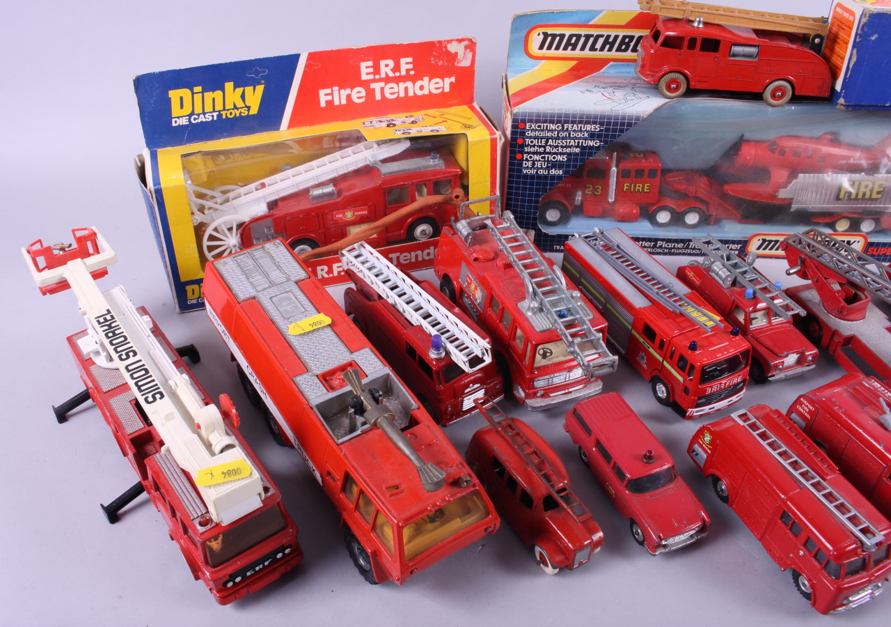 A quantity of die-cast Corgi, Dinky Toys and Matchbox fire engines and other related vehicles, - Image 2 of 5