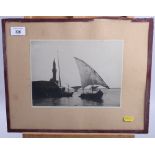 Three early 1920s photographs, dhows on the Nile, in glass mounts