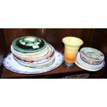 A Spode "Christmas Tree" pattern meat plate, an hors d'oeuvre dish, two biscuit plates and a