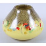 A Strathearn art glass vase, in shades of yellow, red and green, 6 1/2" high
