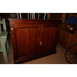 A 19th century mahogany side cupboard enclosed panel doors, on block base, 44" wide x 36" high