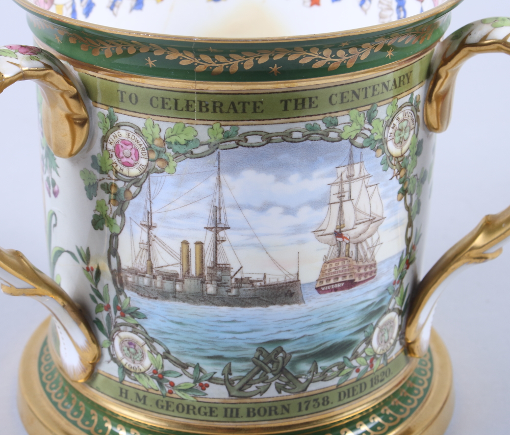 A Spode 1905 limited edition Trafalgar Centenary Tyg / three-handle loving cup, 76/100 (restored) - Bild 4 aus 12