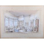 Hitchenson Scott, 1956: watercolours, a stage design, 12 1/4" x 16 1/2", in a gilt frame