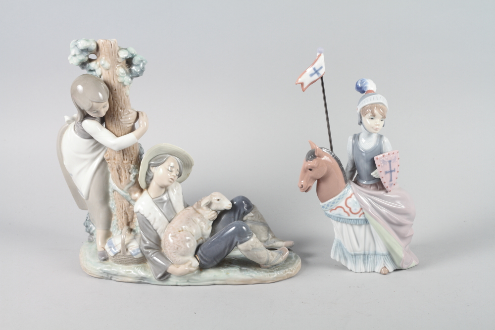 A Lladro figure, "Medieval Prince" No 06115, and a Lladro figure group, "Sleeping Shepherd" No 1256