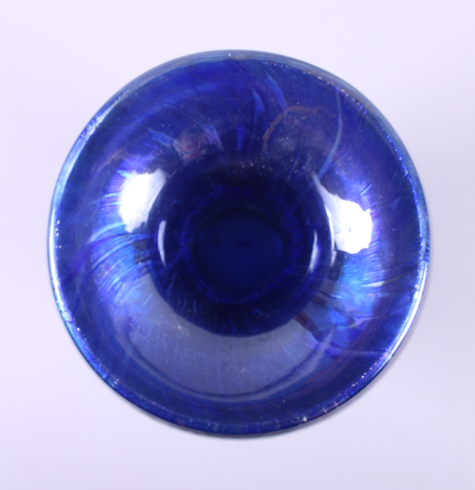 A baluster-shaped iridescent blue lustre vase, signed to base, 9 1/2" high - Image 6 of 6