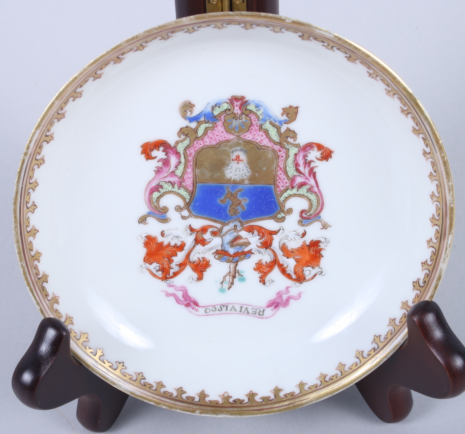 An 18th century Chinese armorial tea bowl and saucer, Arms of MacKennan, and an 18th century Chinese - Image 10 of 11