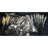 An assortment of King's pattern silver plated cutlery and other cutlery