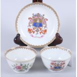 An 18th century Chinese armorial tea bowl and saucer, Arms of MacKennan, and an 18th century Chinese