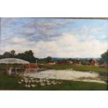 Edward Homerville Hague, 1884?: a 19th century oil on canvas, "Cookham Moor Common", 16" x 23", in