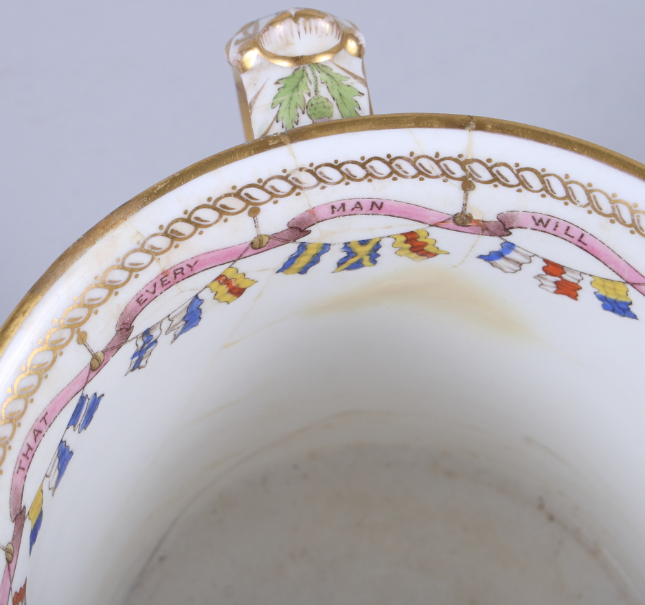 A Spode 1905 limited edition Trafalgar Centenary Tyg / three-handle loving cup, 76/100 (restored) - Bild 3 aus 12