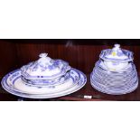 A Grimwades "Mecklinberg" pattern blue and white part dinner service, including dinner, breakfast