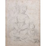 Italian School: pencil sketch, holy family group, 6 1/2" x 5", in gilt frame and a print of John the