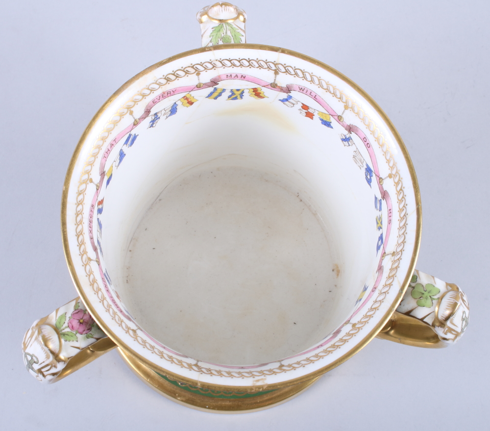 A Spode 1905 limited edition Trafalgar Centenary Tyg / three-handle loving cup, 76/100 (restored) - Bild 2 aus 12
