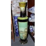 A Bretby Art Pottery landscape decorated vase, 38" high (damages)