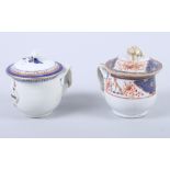 Two 18th century Chinese armorial chocolate cups and covers