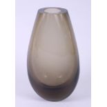A Whitefriars smoky quartz glass vase, 8 1/2" high