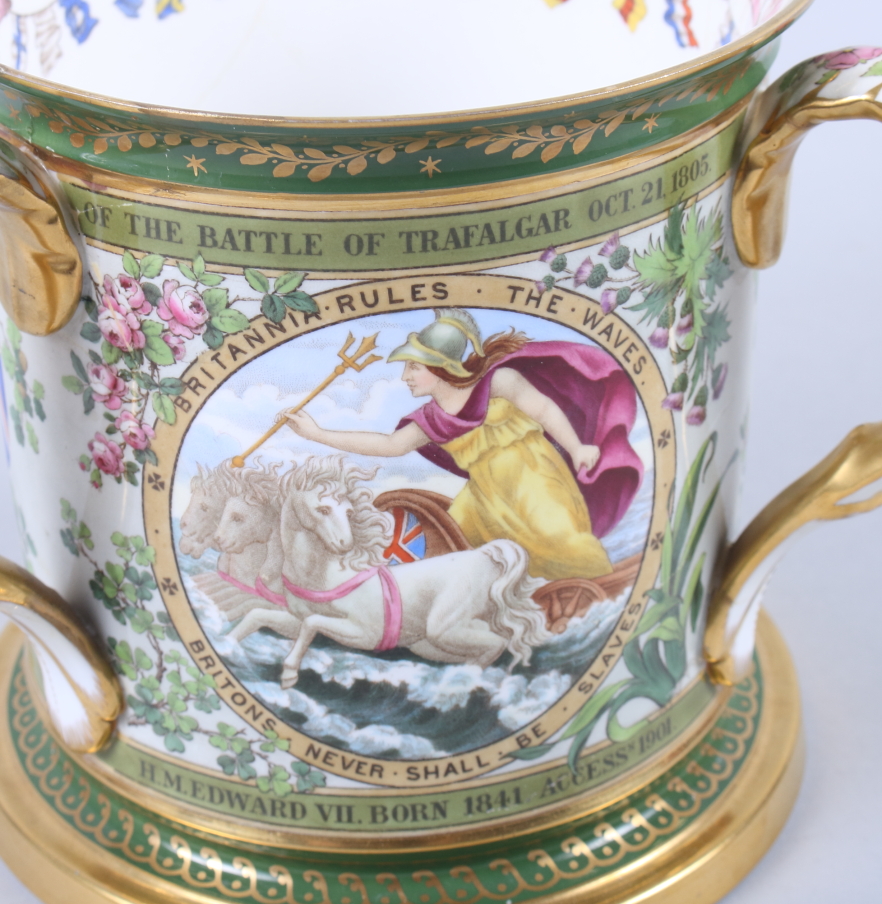 A Spode 1905 limited edition Trafalgar Centenary Tyg / three-handle loving cup, 76/100 (restored) - Bild 5 aus 12