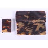 A tortoiseshell folding cigarette / card case and a similar matchbox sleeve