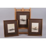 Massey: three watercolour pen and ink studies, ploughing, 6 1/2" x 4 1/2", in gilt strip frames