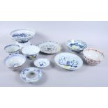 Four pieces of Chinese Ming provincial porcelain, a 19th century Chinese porcelain pedestal dish and