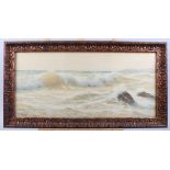 Ernest Stuart: watercolours, coastal scene with seagulls, 9 1/2" x 21", in gilt frame