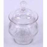 A 19th century French cut glass pedestal sweet jar and cover, 8" high